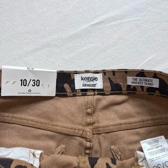 NWT Kensie Vintage Luxe Honey Leopard High Rise Jeans Size 10 - Picture 5 of 10